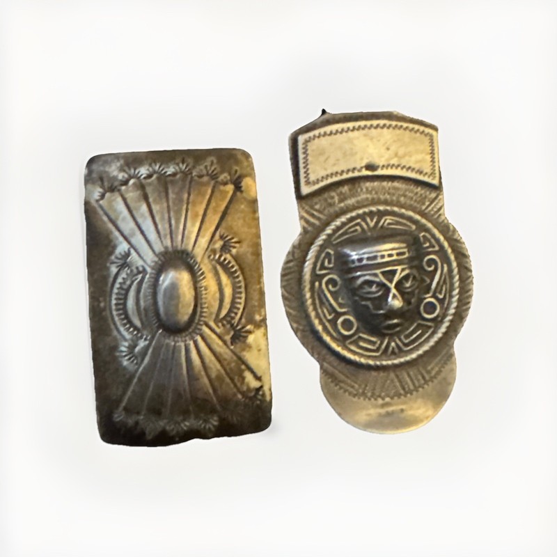 Set of Two Rare Native American Money Clips Sterling Silver