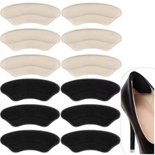Unisex Heel Pads for Shoes That are Too Big, Black and Beige, 6 Pairs