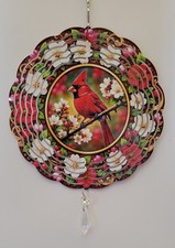 3D Metal Hanging Cardinal Wind Spinner 8"
