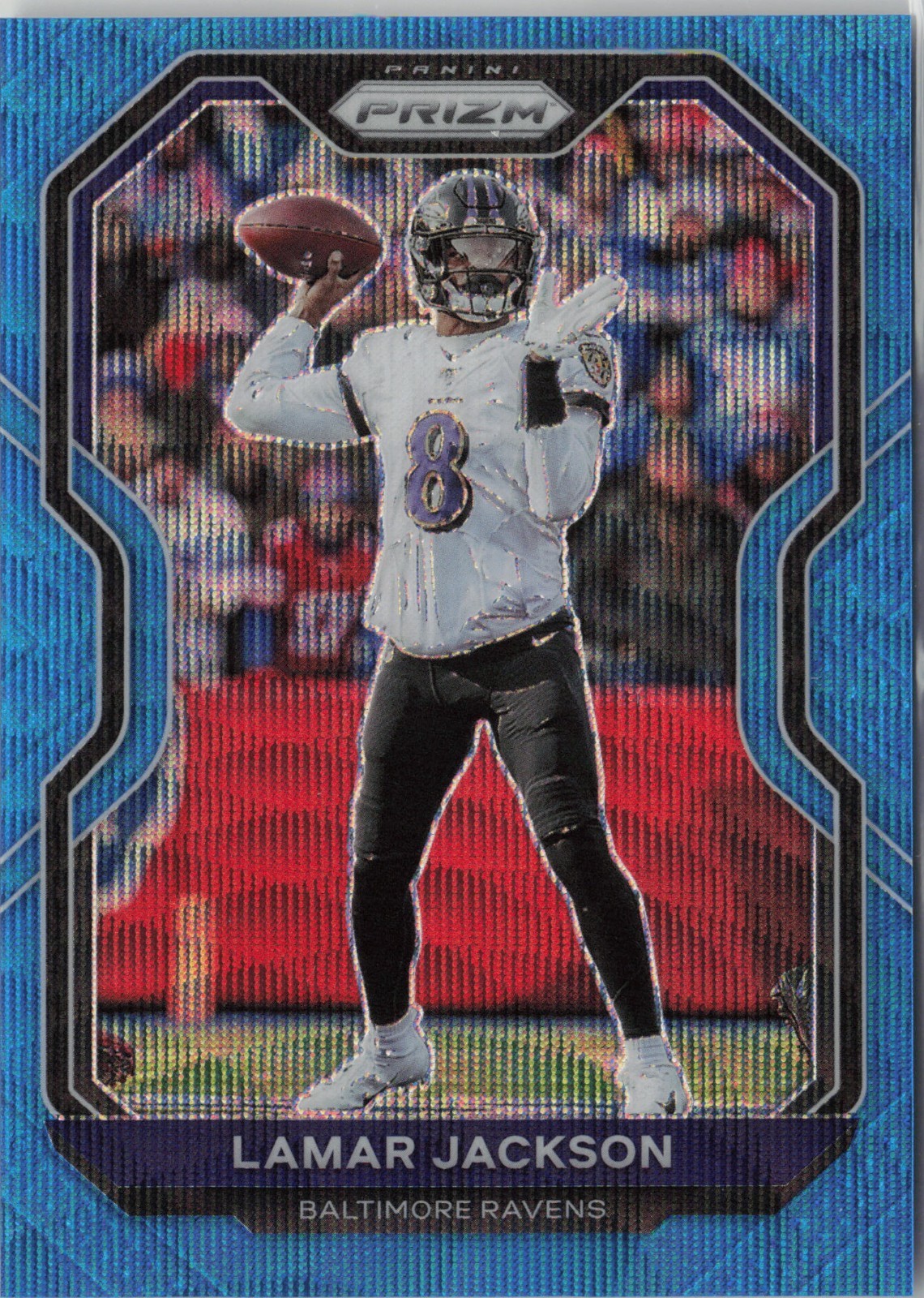 Lamar Jackson 2020 Panini Prizm Blue Wave Prizm /199 Baltimore Ravens #37