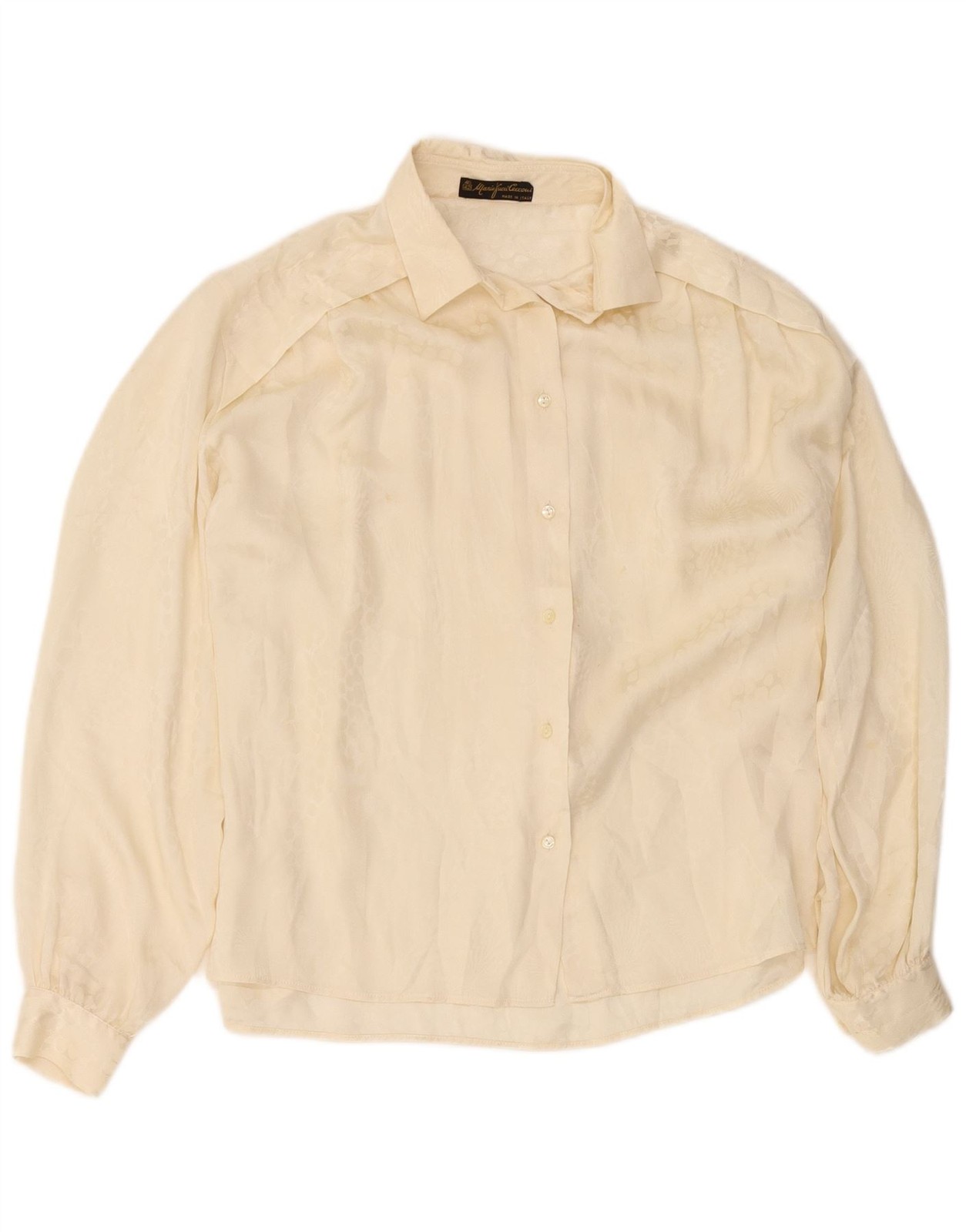 Mario Pucci Cecconi Womens Shirt Blouse IT 42 Medium Off White Animal Print CX04