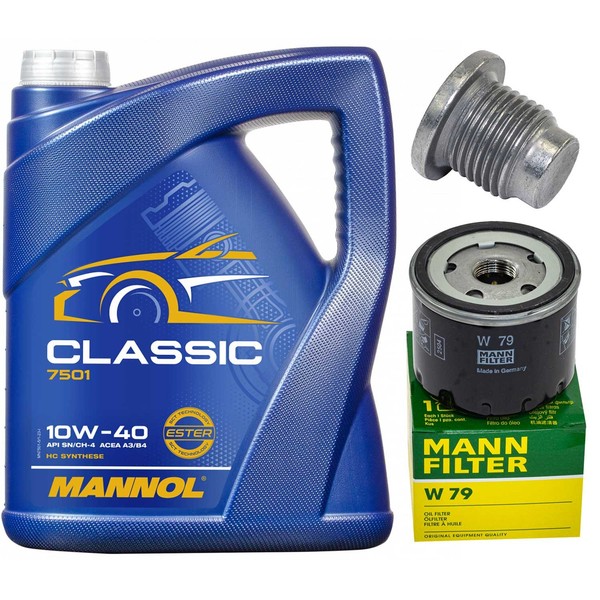 MotoröL Filter Set Mannol 10W-40 5 Liter + Schraube FüR Renault Megane II Trafic-image