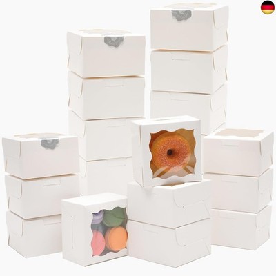 Weiß Bäckerei Boxen mit Fenster 30 Stück 10x10x6.3cm Mini Cookie Macaron Kleine 