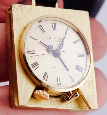 Vintage Louis Rossel Neuchatel Alarm Taschenuhr - 39mm vergoldet Etui - Swiss