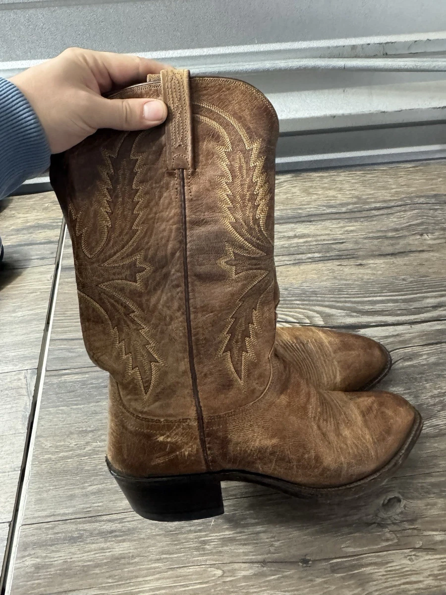 Lucchese 1883 Calf Skin Cowboy R-Toe Boots Mens 9D Western Leather Tan N1520R4 Lucchese Boots 1883 In Men main image 3