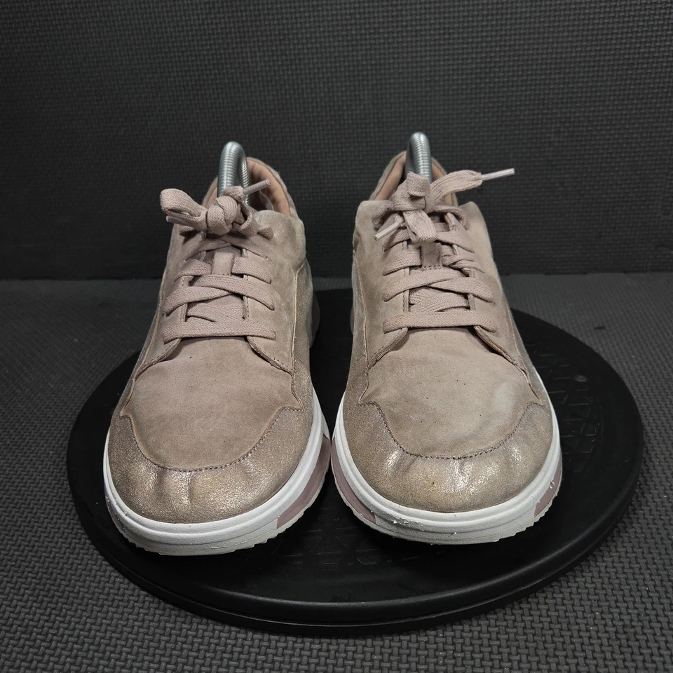 Zapatos FitFlop Mujer Talla 9 Taupe Metálico Gamuza Con Cordones Rosa Tenis W90-068 Foto 2 de 4