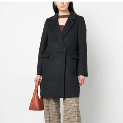 Scotch & Soda Wool Blend Single-Breasted Black Wool Coat Women s Size M NWT