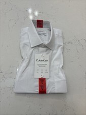 Calvin Klein Men's Active Performance Stretch Shirt, White, M 15/15.5 36/37