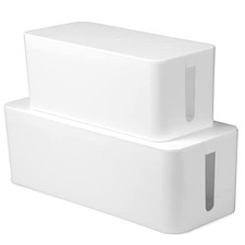 Cable Management Box, 2 Pack -Black/White Cord Organizer and Hider for Wires