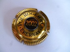 capsule de champagne Pol ROGER, millésime 2002, or et noir, à saisir