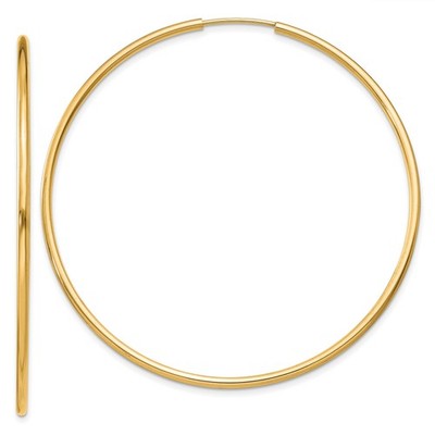 14 Karat Gelbgold dünne runde Creolen poliert leicht minimalistisch Damen