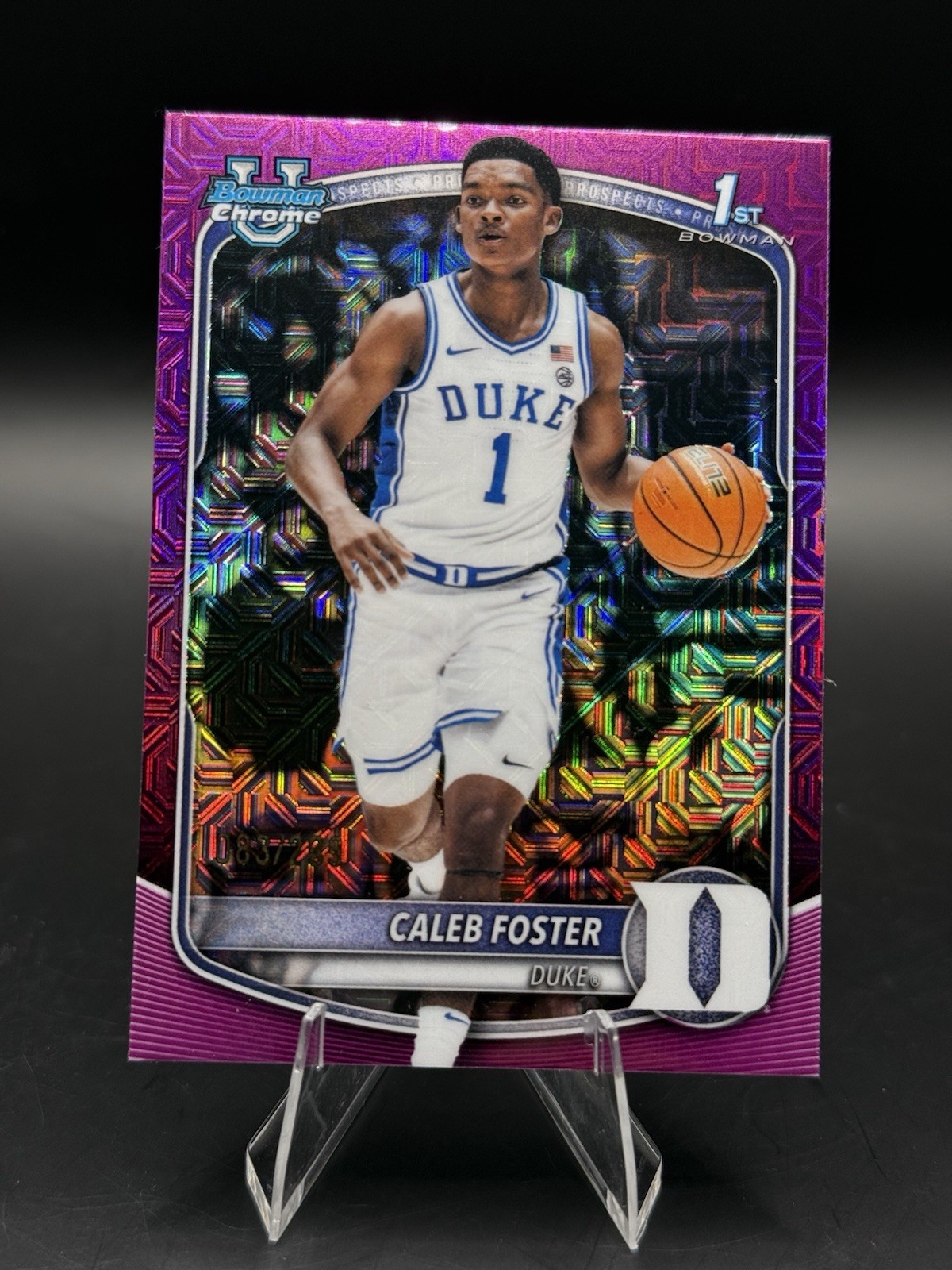 Caleb Foster 2025-26 Bowman Basketball 1st Chrome Fuschia Mega /299 Refractor