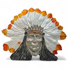 Vintage Belt Buckle 1976 Native American Indian Chief Great Limited Hand Stamped