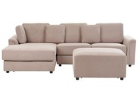 Ecksofa Mit Ottomane Stoff Beige/ Taupe Rechtsseitig FüR 4 Personen L-Form Kohlo