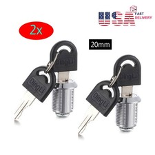 2x Drawer/Cabinet Cam Lock Set 20mm Door Cylinder Mail Box File Locker Cupboard
