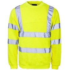 Supertouch Hi Vis Yellow Crew Neck Sweatshirt Durable Breathable 2 Band & Brace