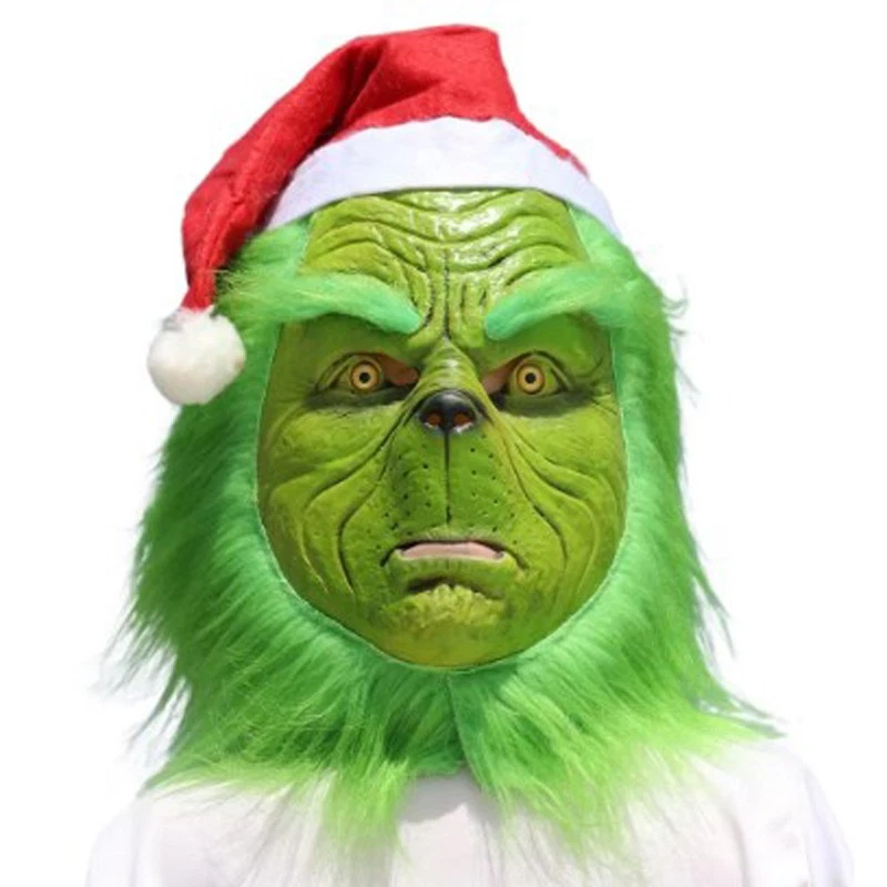 The Grinch Full Head Latex Mask Xmas Hat Monster Adult Costume Cosplay UK - Image 4 of 4