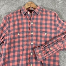 J Crew Plaid Flannel Button Down Shirt Mens Medium Red Cotton Tailored Fit