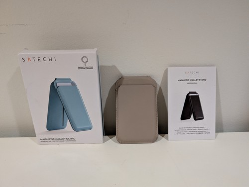 Satechi Magnetic Magsafe Wallet Series Double Flap Stand iPhone Wallet Taupe
