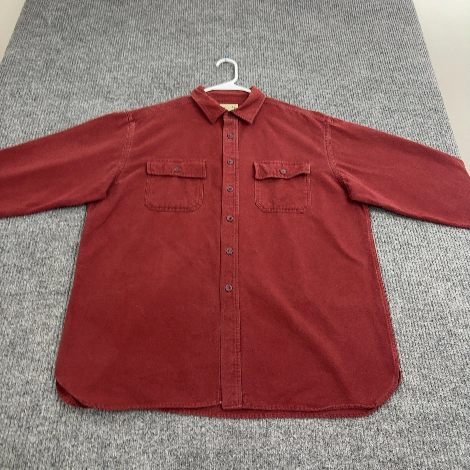 LL Bean Button Up Mens XL Red Cotton Flannel Long Sleeve Outdoor Casual