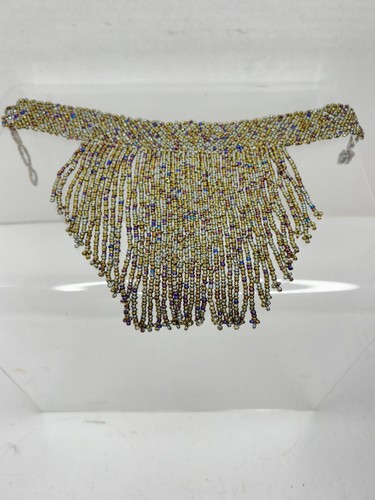 Vtg Multicolor Beaded Waterfall Bib Necklace Strand - Picture 3 of 9