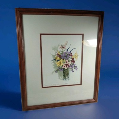 Vtg. SUMMER SONG IV  Framed Etching Hand Signed 10/350 RAENELL DOYLE~Still Life