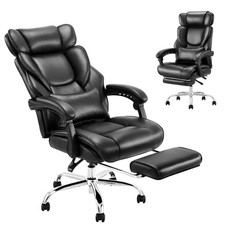 Office Chair with Retractable Footrest, Ergonomic High Back Design Executive ...
