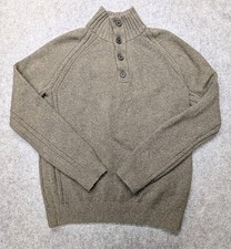 Banana Republic Men  s Olive Green Mock Neck Button Cotton Blend Sweater M