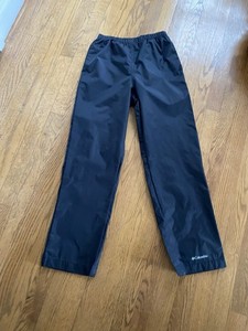 Columbia Waterproof Rain Pants  Elastic Waist Black Kids Youth M 10-12