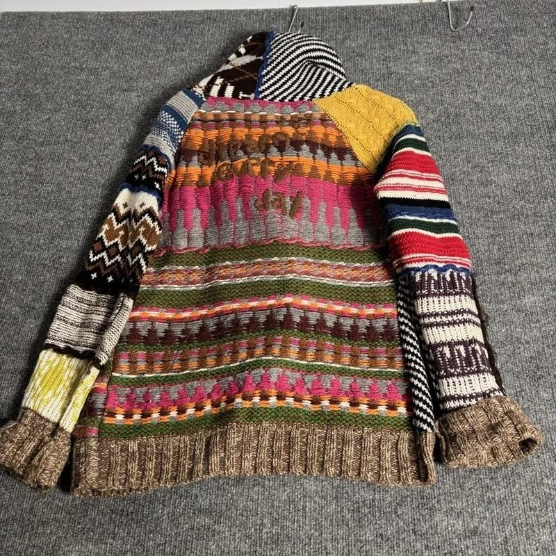 Cárdigan Suéter Desigual Mujer Grande Multicolor Patchwork Asym Cremallera 17J2124 Foto 2 de 4