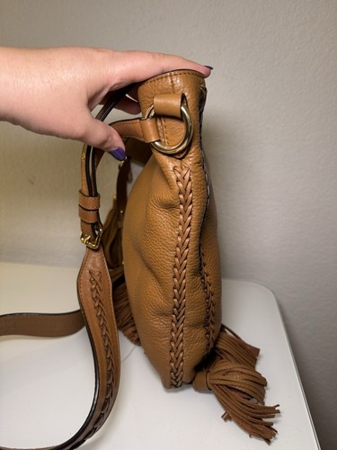 Michael Kors Camel Brown Tasseled Crossbody Purse Braid Strap Design Western - Picture 5 of 17