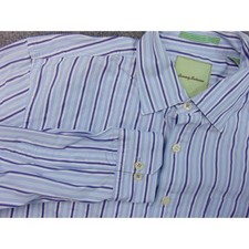 Tommy Bahama Shirt Mens XL Blue Striped Long Sleeve Button Up Cotton Coastal
