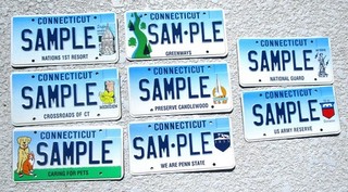 8 CONNECTICUT SAMPLE LICENSE PLATES 2010 TYPES NR B