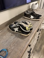 Golden Goose Mid Star Black Leather Glitter Star Sneakers