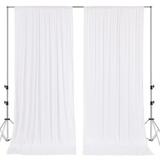 10x10 Ft White Backdrop Curtains Panels Wrinkle Free Polyester Photography