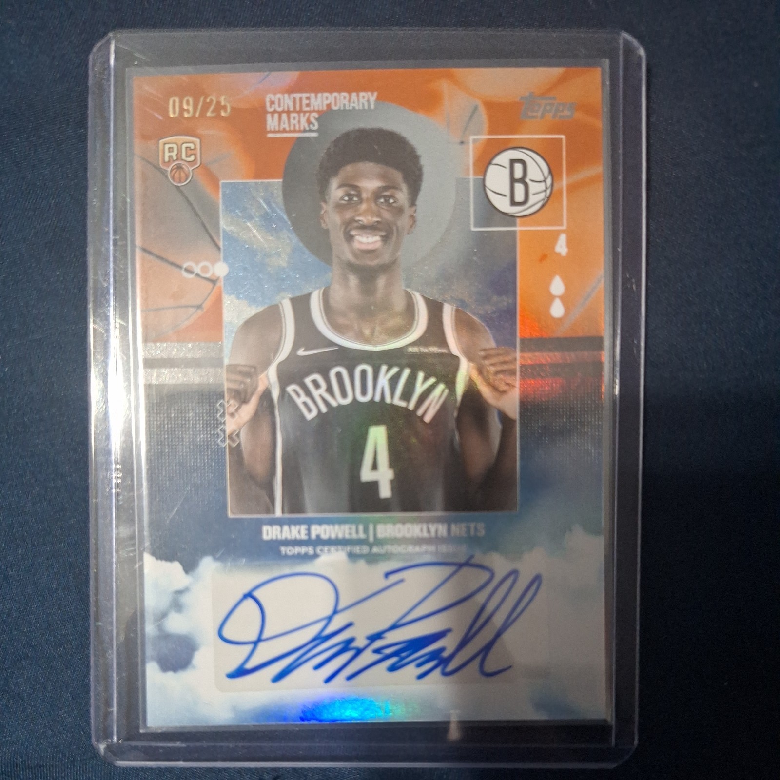 Drake Powell 2025 Topps Basketball Contemporary Marks Auto Orange 09/25
