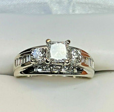 3Ct Princess Simulated Diamond Women's Engagement Ring 14K White Gold Plated.