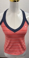Nike Women's Pink Coral Stripe Tankini Swim Top Size Small Activewear