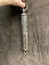 Vintage 50 Lb Hanging Spring Scale W Hook Accurate Farm Fish Butcher Market 14”