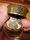 WW2 II Sweetheart Locket Pin Brooch Photo Military Artillery Officer's Hat Cap