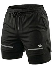 Mens Shorts with 2-in-1 Compression Liner, Adjustable Waist, Dual Pockets, Re...