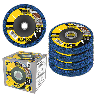 5 x SabreCut 125mm 5'' Poly Streifen Radscheiben Lack Rostentfernung für Schleifer