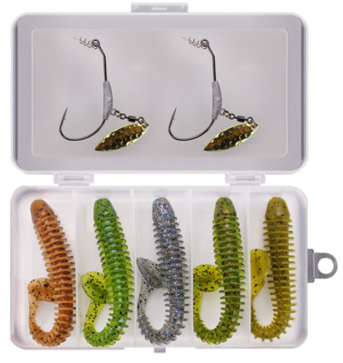 Twister Spinner Kunstköder Gummifisch 5 Stück Set Softbait 8tlg Hecht Zander