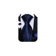 Paisley Silk Tie Set for Men Necktie Pocket Square Cufflinks Formal Gift Set