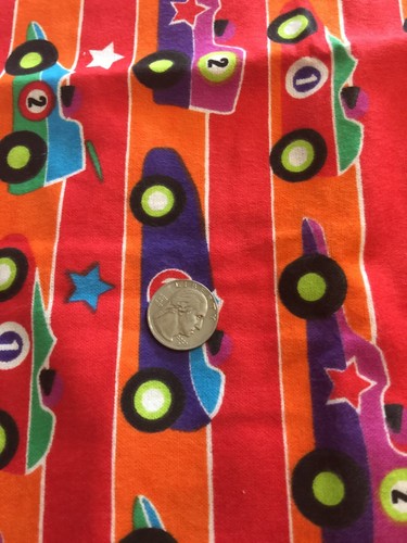 Hancock racing cards striped orange red cotton quilt flannel fabric BTHY - Picture 2 of 4