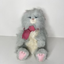 Kitty Plush Kitten Russ FIGARO Gray Pink Bow Stuffed Animal Cat 10"