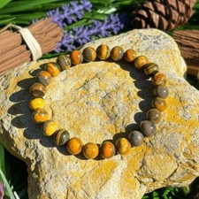 Natural Bumblebee Jasper Stone Bracelet 8mm Yellow Crystal Stretch Bracelet Gift