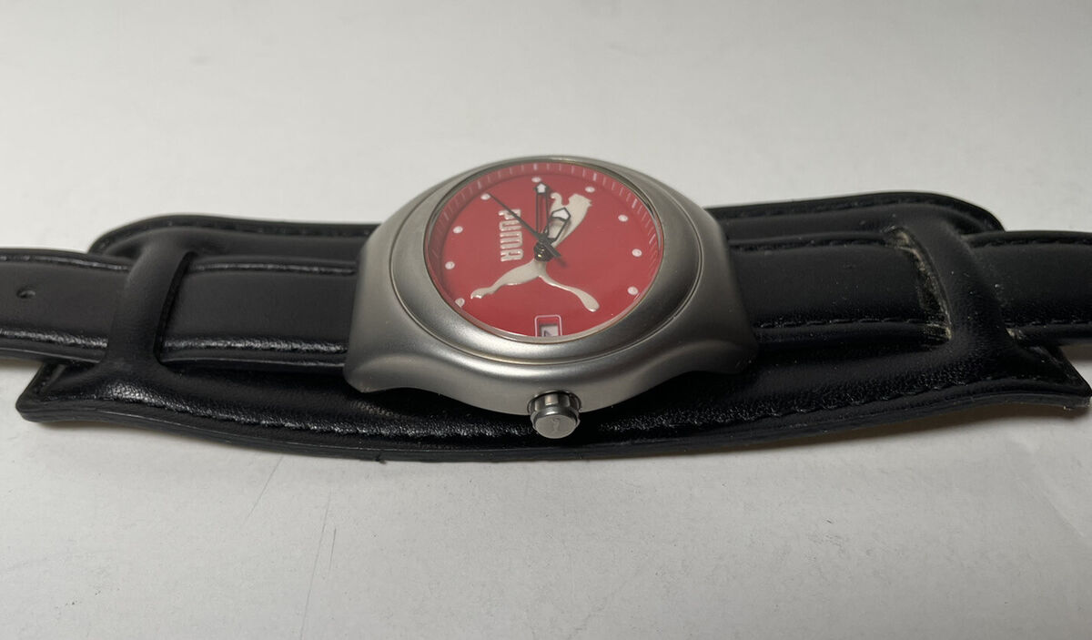 Vintage Puma Men's Quartz Watch PM550 Black Leather Band Vintage Puma Men's Quartz Watch PM550 Black Leather Band