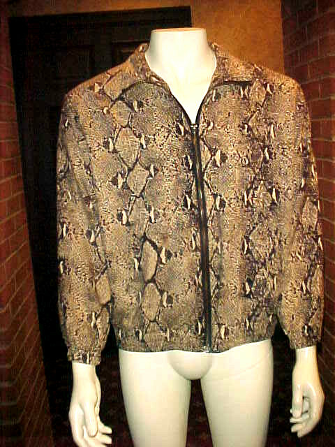 Veste Bomber Vintage 100% Soie Imprimé Peau De Serpent - Taille M Homme/L Femme, Unisexe