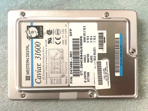 VINTAGE WESTERN DIGITAL CAVIAR 31600 1.6GB IDE Hard Drive CERTIFIED RM3-HD4